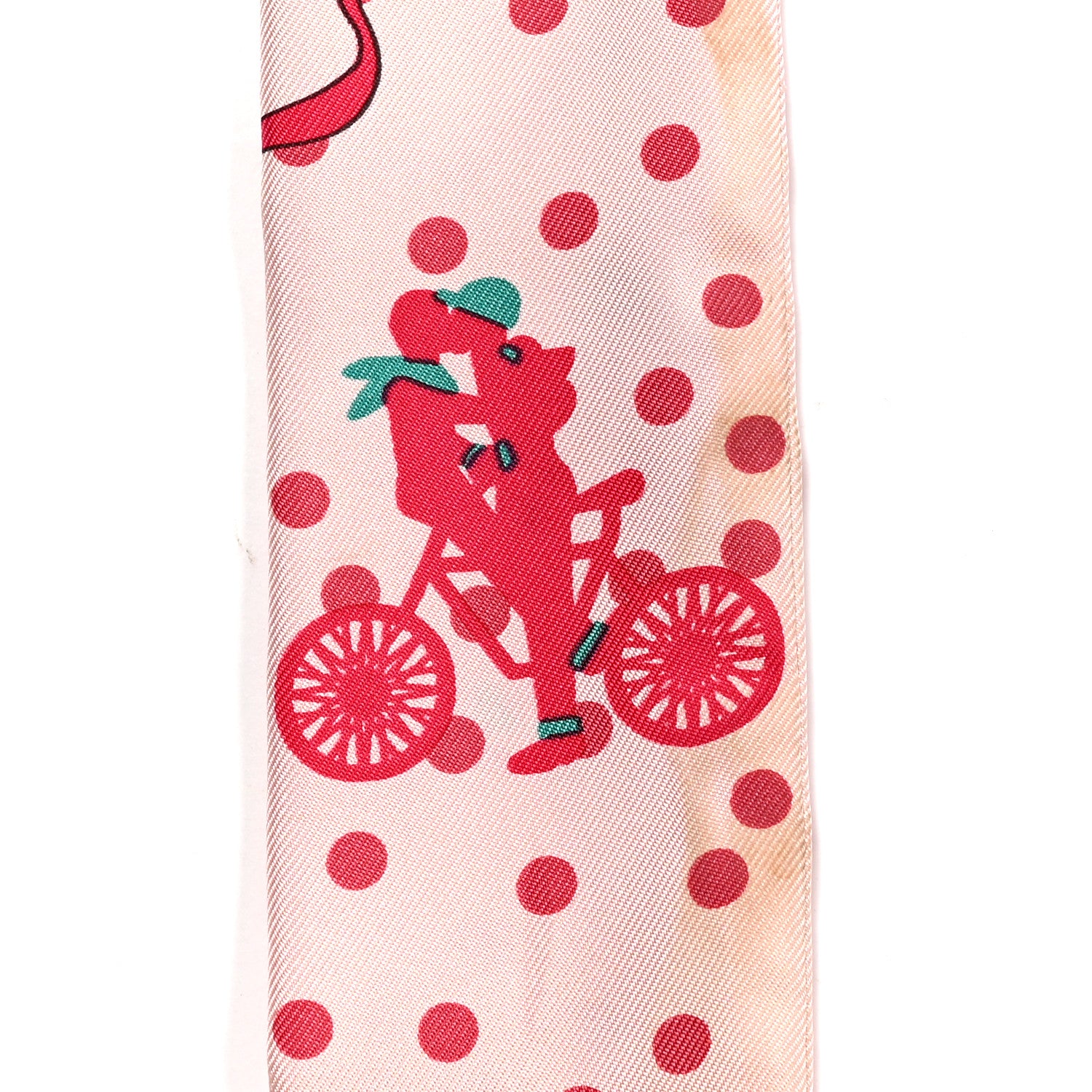 Hermes Silk Les Nouveaux Amoureux de Paris Twilly Rose Pale Vert Rose 5 of 5