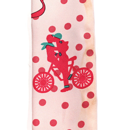 Hermes Silk Les Nouveaux Amoureux de Paris Twilly Rose Pale Vert Rose 5 of 5