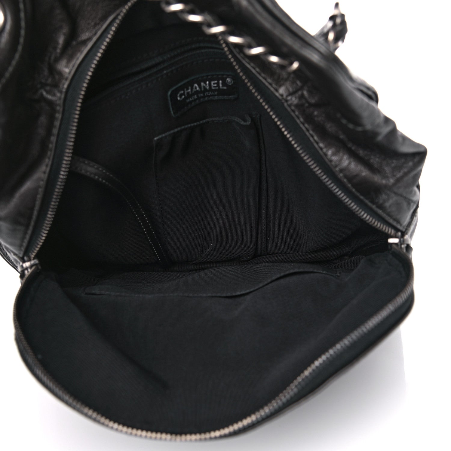 Chanel Metallic Lambskin Quilted Drawstring Backpack Dark Grey 5 of 13
