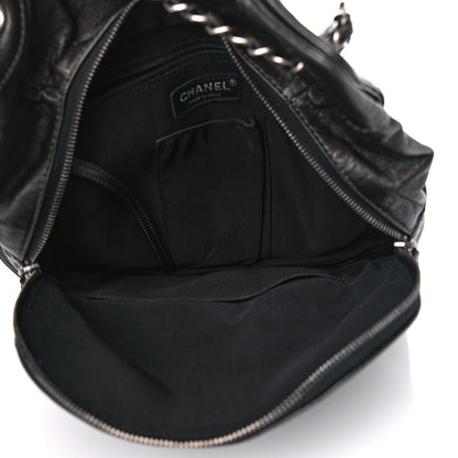 Chanel Metallic Lambskin Quilted Drawstring Backpack Dark Grey 5 of 13