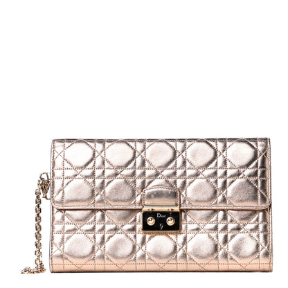 Christian Dior Metallic Lambskin Cannage Wristlet Clutch Gold 1 of 7