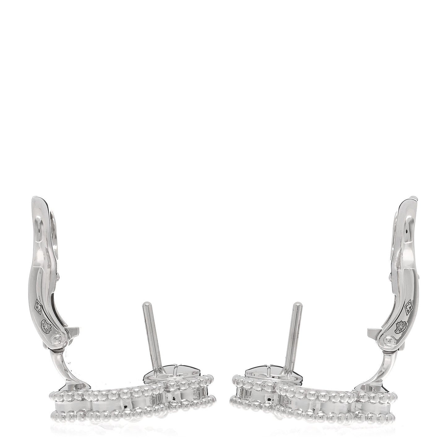 18K White Gold Guilloche Vintage Alhambra Earrings