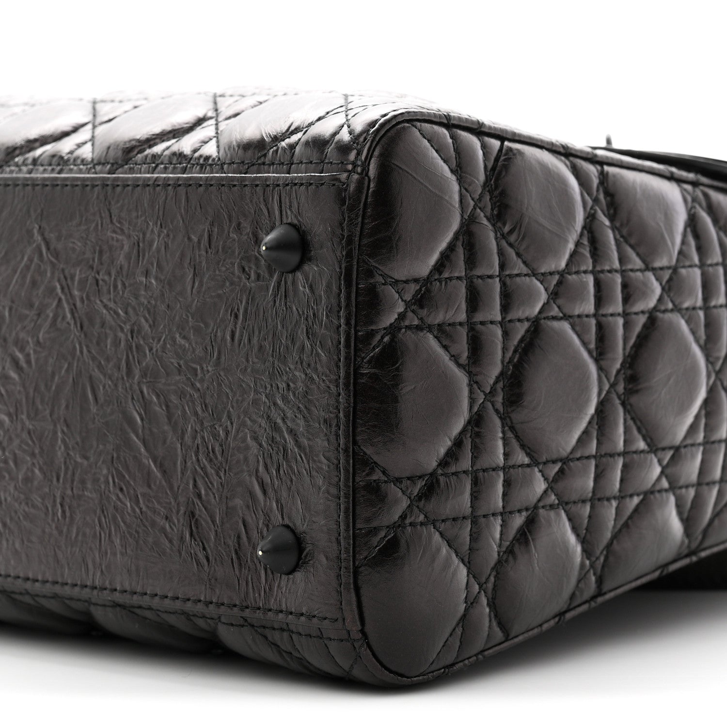 Christian Dior Crinkled Calfskin Cannage Medium Lady Dior Black 10 of 10