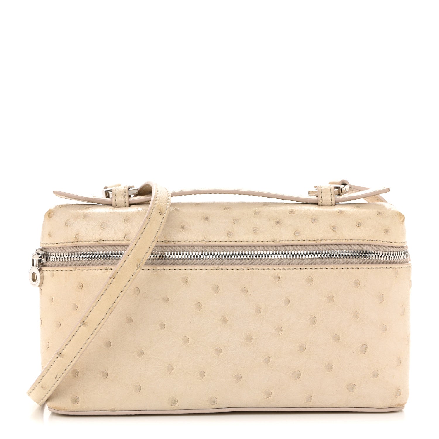 Loro Piana Ostrich L19 Extra Pocket Pouch Inca Stone 1 of 12