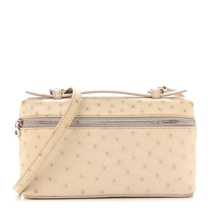 Loro Piana Ostrich L19 Extra Pocket Pouch Inca Stone 1 of 12