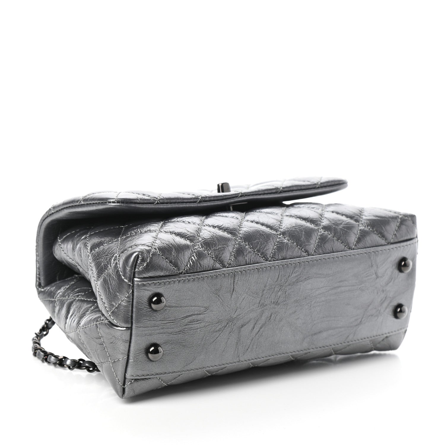 Chanel Aged Calfskin Quilted Mini Coco Handle Flap Charcoal 4 of 9