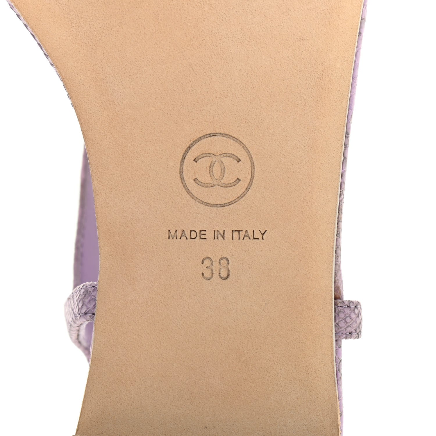Chanel Lizard Pearl CC Thong Sandals 38 Light Purple 8 of 12