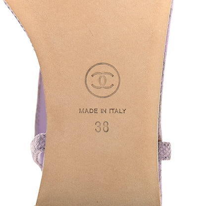 Chanel Lizard Pearl CC Thong Sandals 38 Light Purple 8 of 12