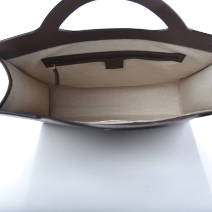 Gucci GG Supreme Monogram Textured Calfskin Web Medium Ophidia Slip Handle Tote Beige Ebony New Acero 5 of 9