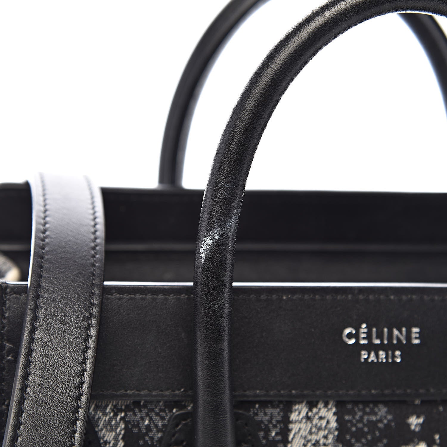 Celine Canvas Calfskin Nano Luggage White Black 14 of 18
