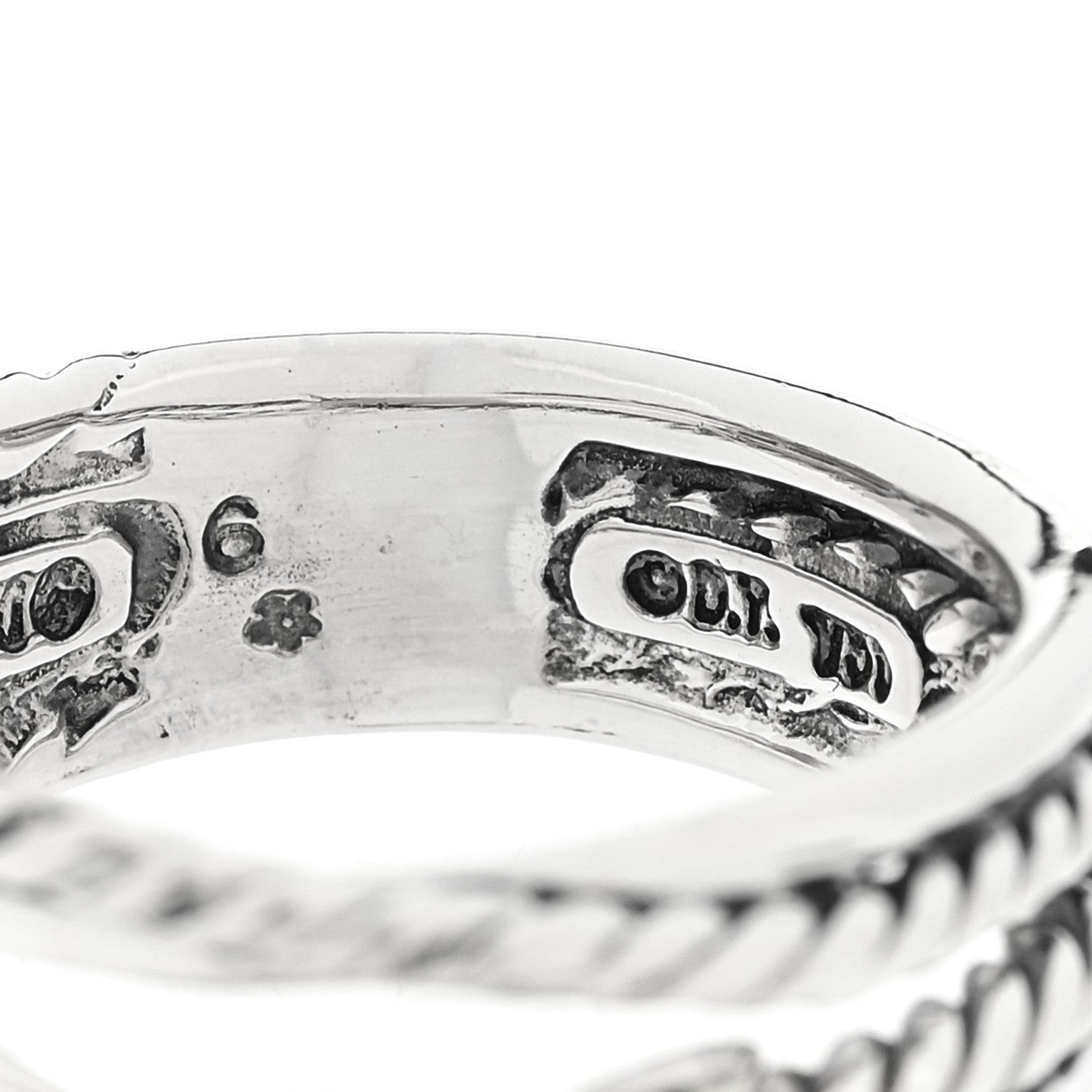 David Yurman Sterling Silver 18K Yellow Gold 6mm X Crossover Ring 52 6 4 of 4