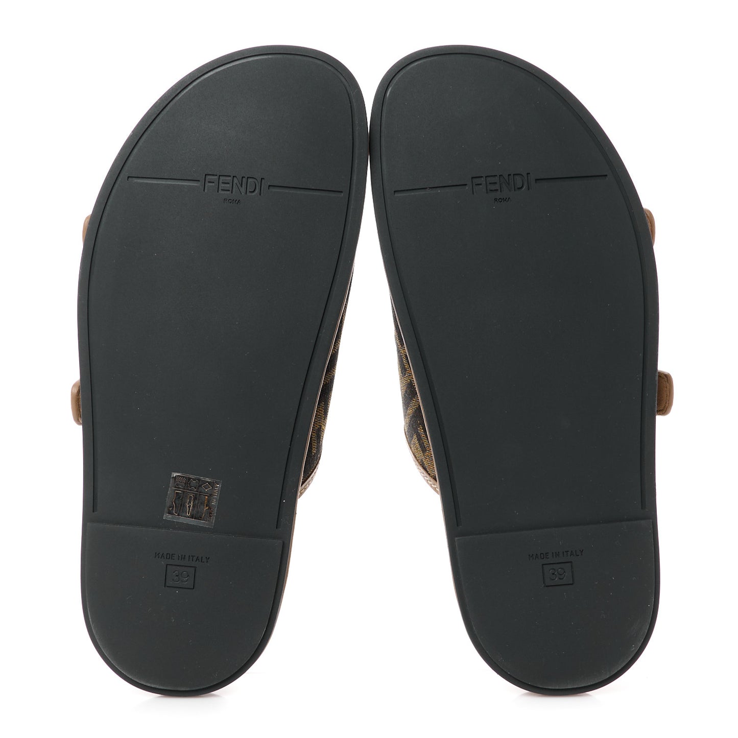 Fabric Jacquard Nappa FF Womens Fendi Feel Buckled Slide Sandals 35.5 Tobacco Black Miele Scuro 39