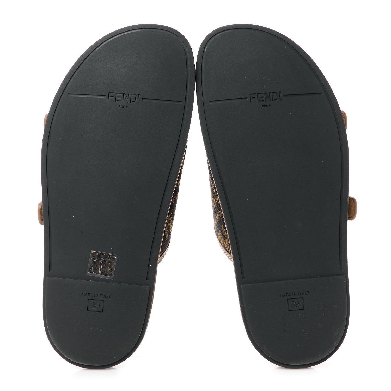 Fendi Fabric Jacquard Nappa FF Womens Fendi Feel Buckled Slide Sandals 35.5 Tobacco Black Miele Scuro 39 5 of 10
