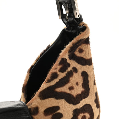 Fendi Calf Hair Leopard Print Shoulder Bag Brown Black 15 of 19