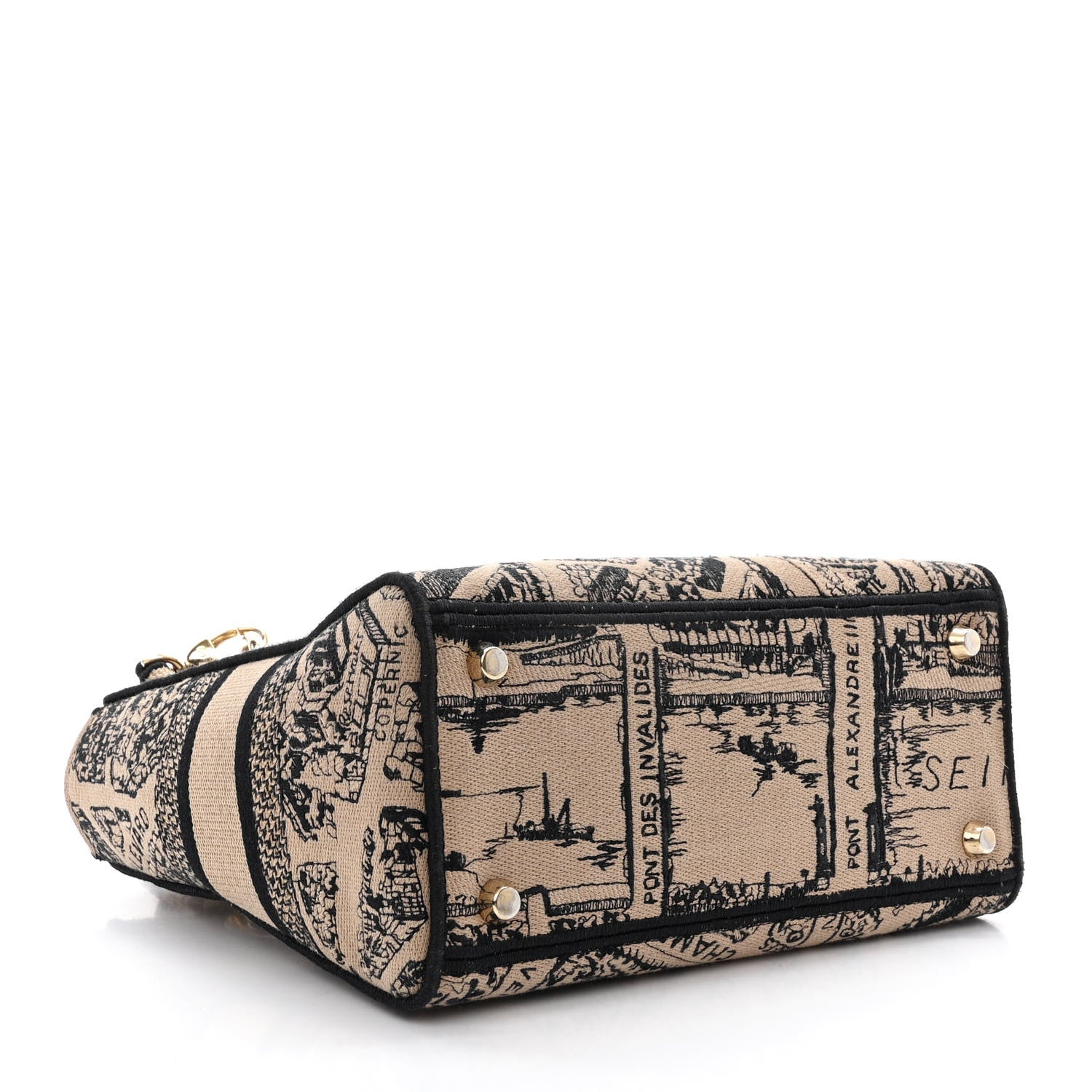 Christian Dior Canvas Embroidered Medium Plan de Paris Lady D-Lite Beige Black 4 of 15