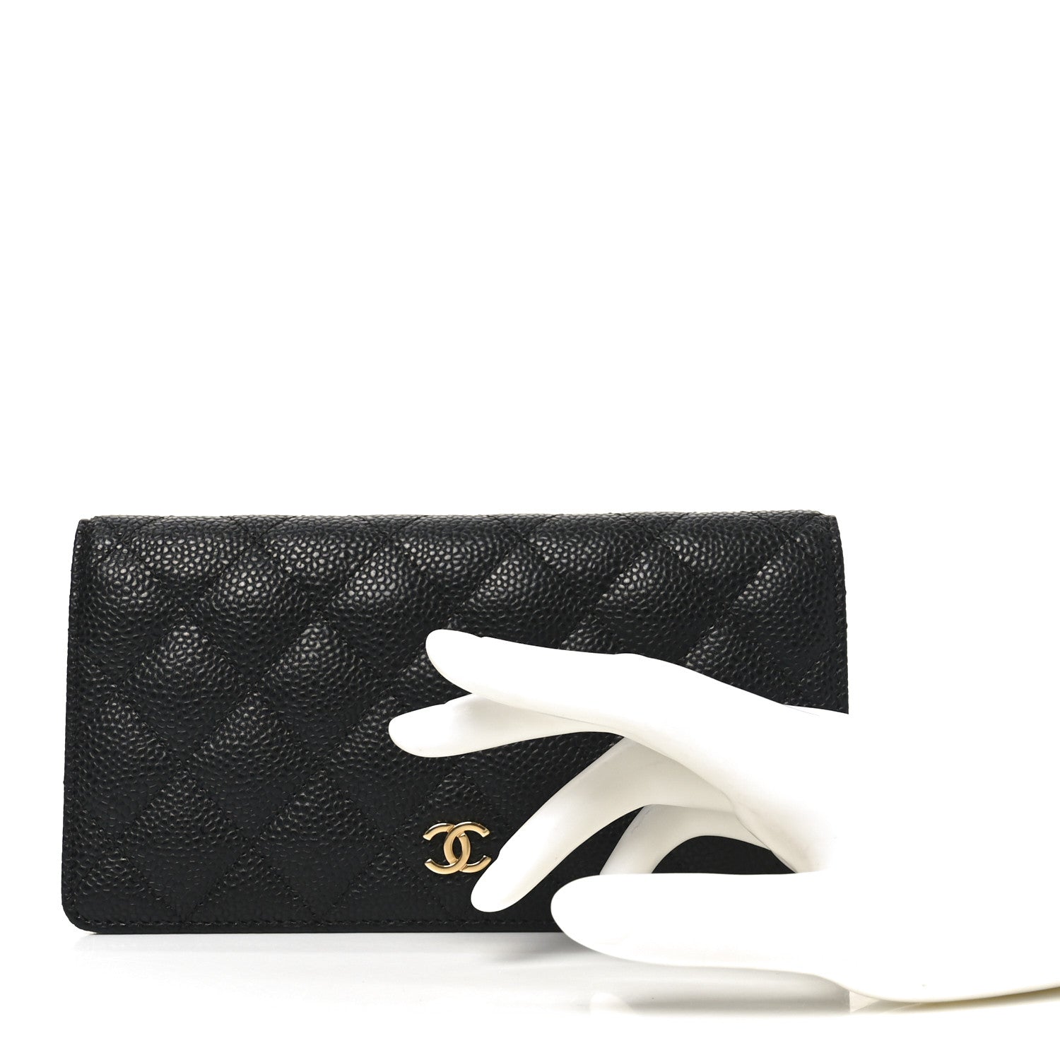 Chanel Caviar Quilted Yen Wallet Black 2 of 9