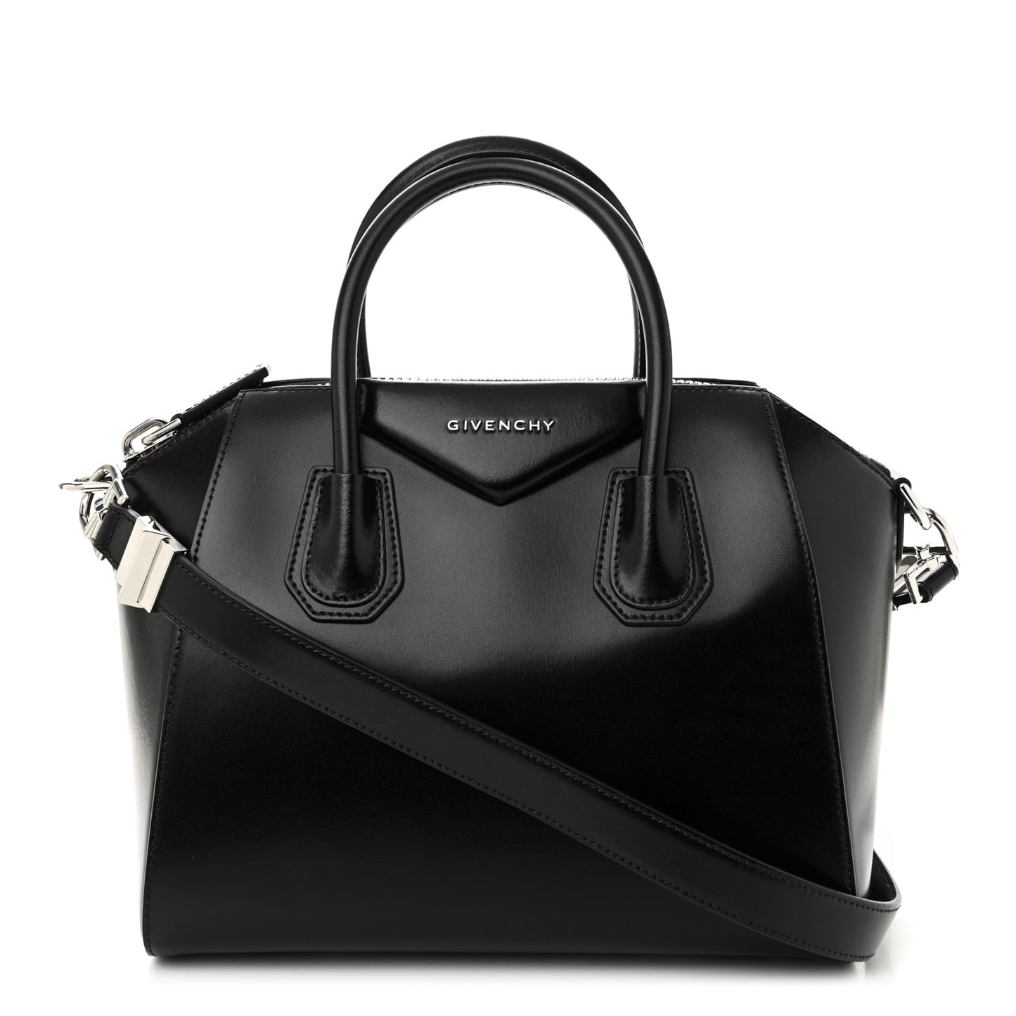 Shiny Lord Calfskin Small Antigona Black
