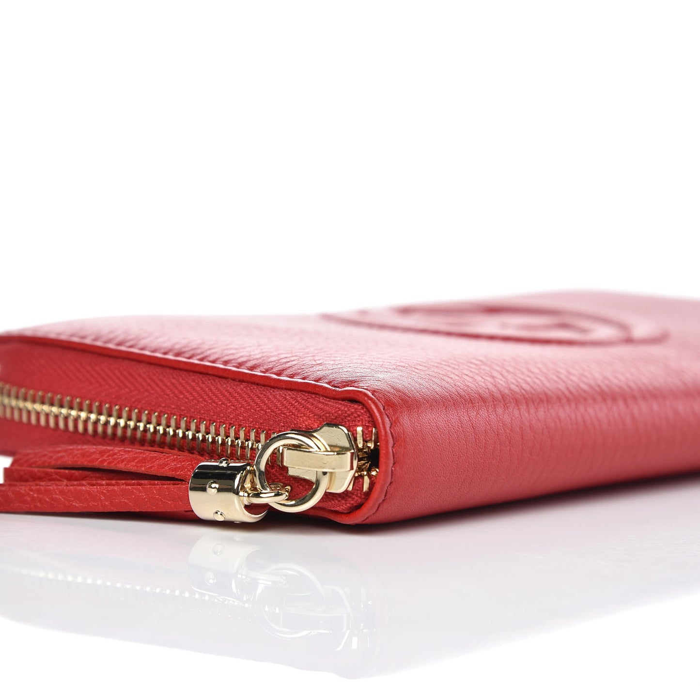 Pebbled Calfskin Soho Zip Around Wallet Red