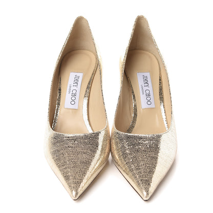 Jimmy Choo Metallic Lizard Embossed Calfskin Love 85 Pump 38 Light Gold 2 of 11