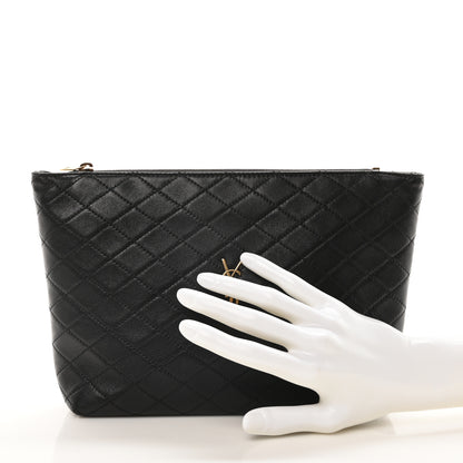 Saint Laurent Lambskin Quilted Gaby Cosmetic Pouch Black 2 of 10