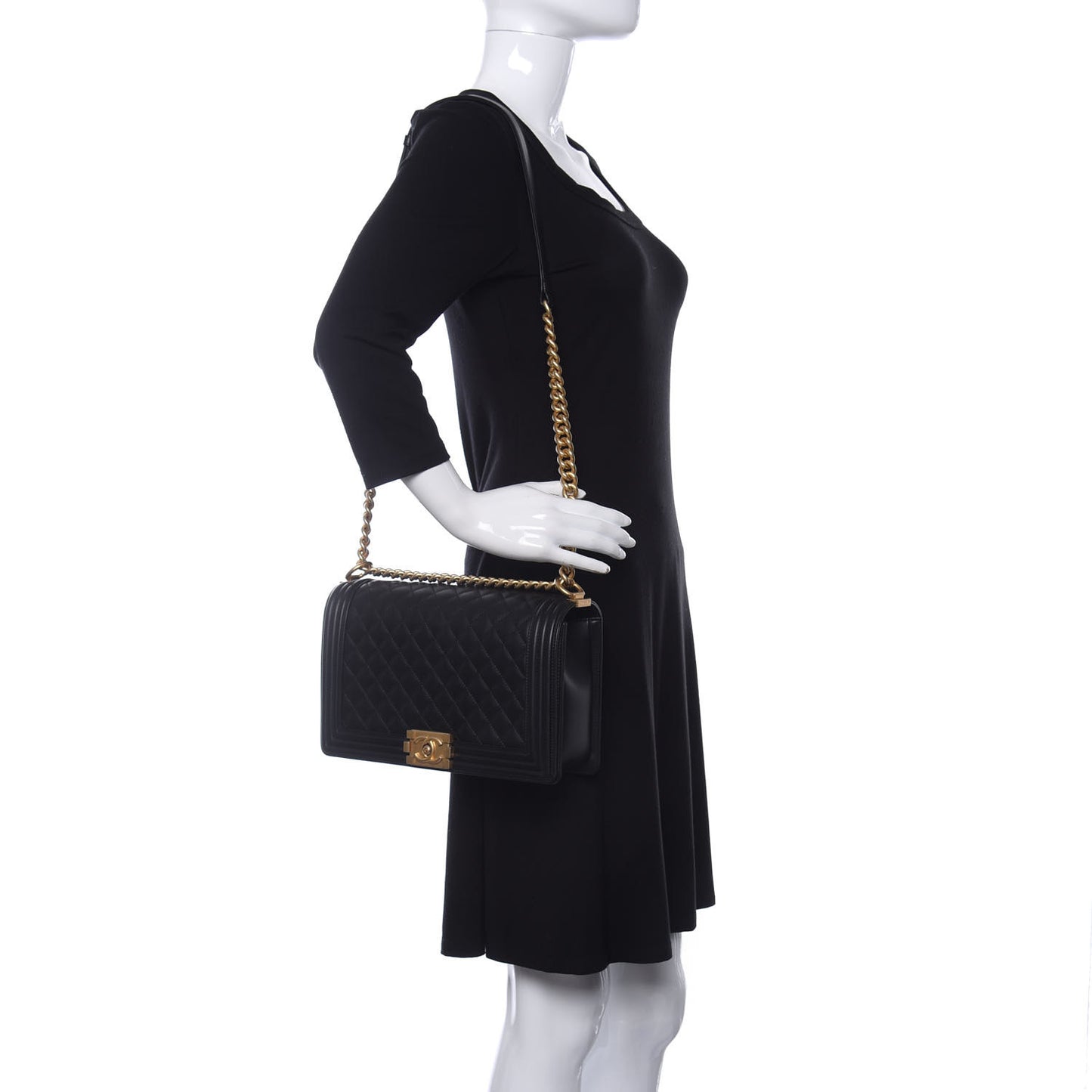 Calfskin Quilted New Medium Boy Flap Black