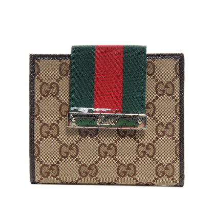 Gucci Monogram Web Ladies Web French Wallet Brown 1 of 8
