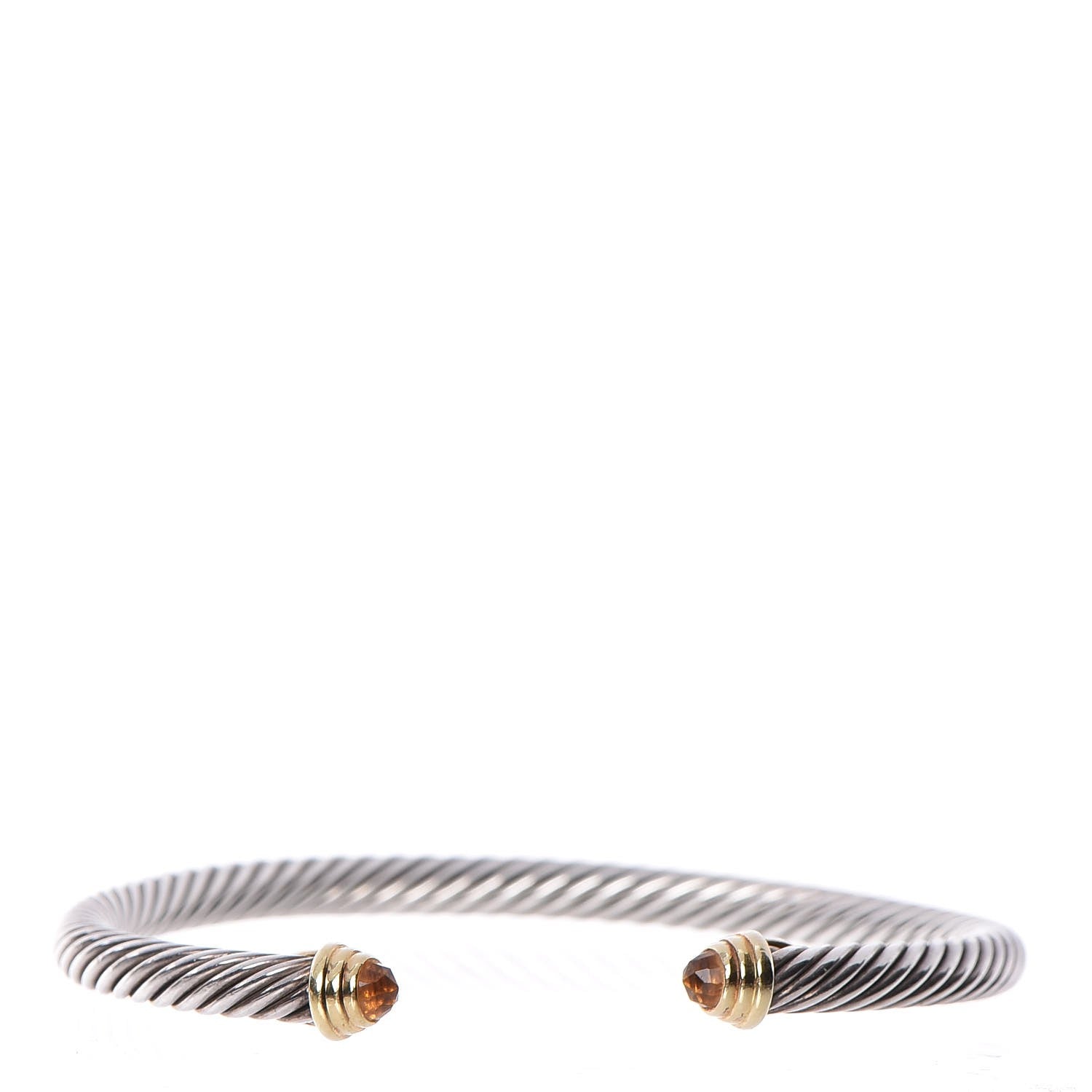 David Yurman Sterling Silver 18K Yellow Gold Citrine 4mm Cable Kids Bracelet 1 of 5