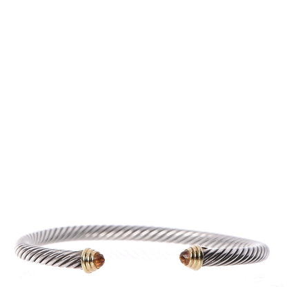 David Yurman Sterling Silver 18K Yellow Gold Citrine 4mm Cable Kids Bracelet 1 of 5