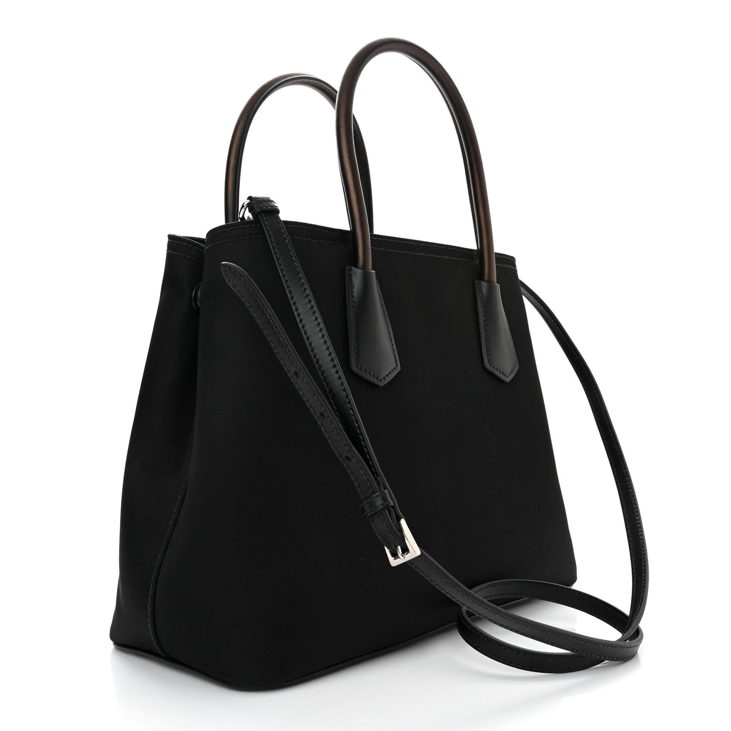 Tessuto Nylon Vitello Medium Double Bag Black