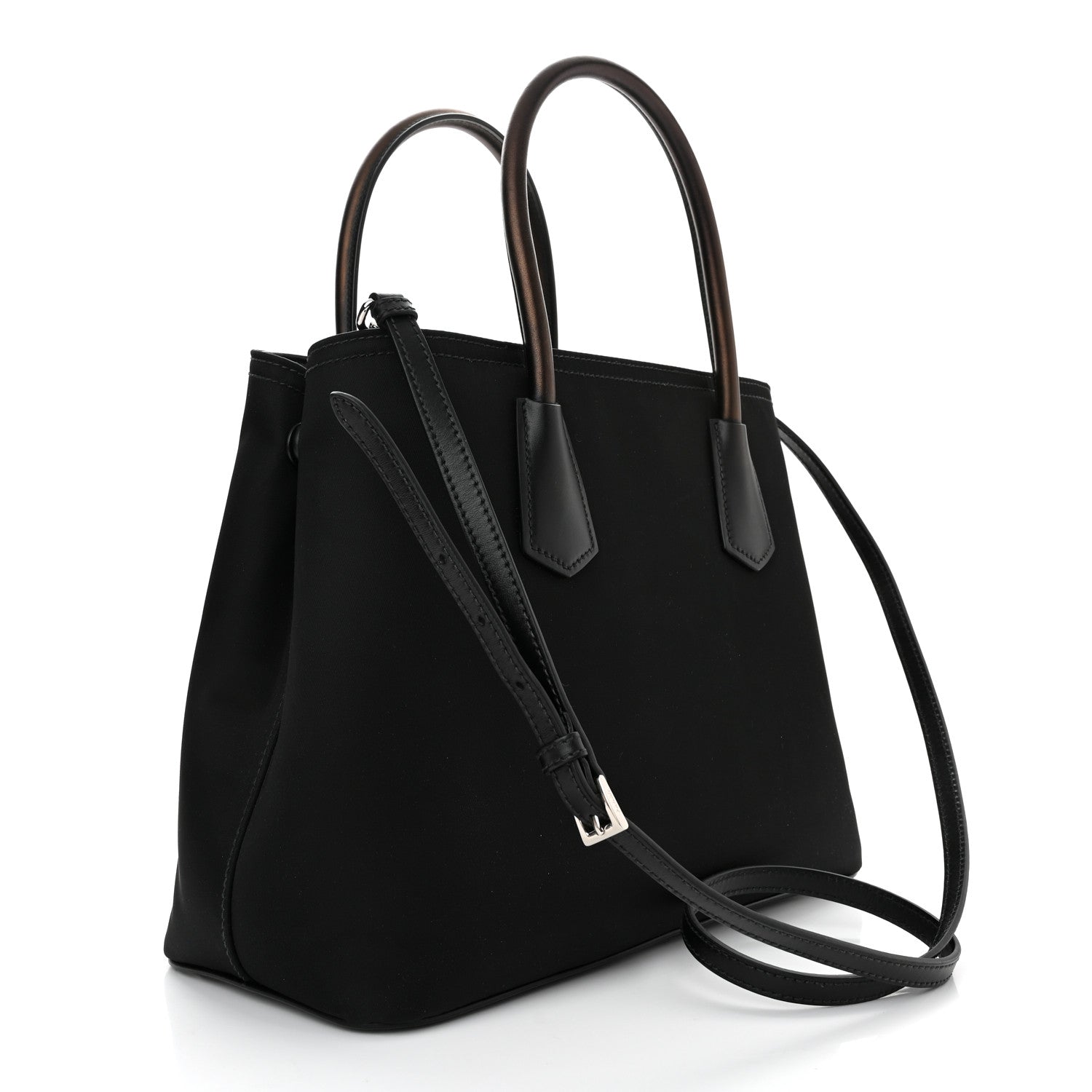 Prada Tessuto Nylon Vitello Medium Double Bag Black 3 of 10