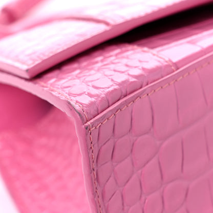 Balenciaga Shiny Calfskin Crocodile Embossed Small Hourglass Top Handle Bag Baby Pink 8 of 11