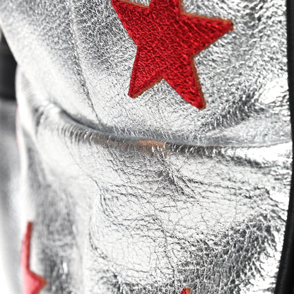 Saint Laurent Metallic Buffalo Star Hunting Backpack Silver Red 11 of 14