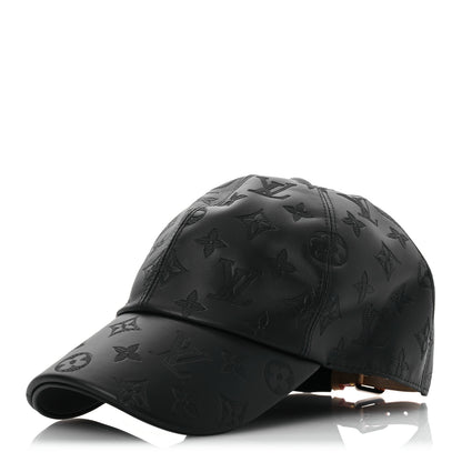 Louis Vuitton Calfskin Monogram Shadow Baseball Cap 58 Black 1 of 9