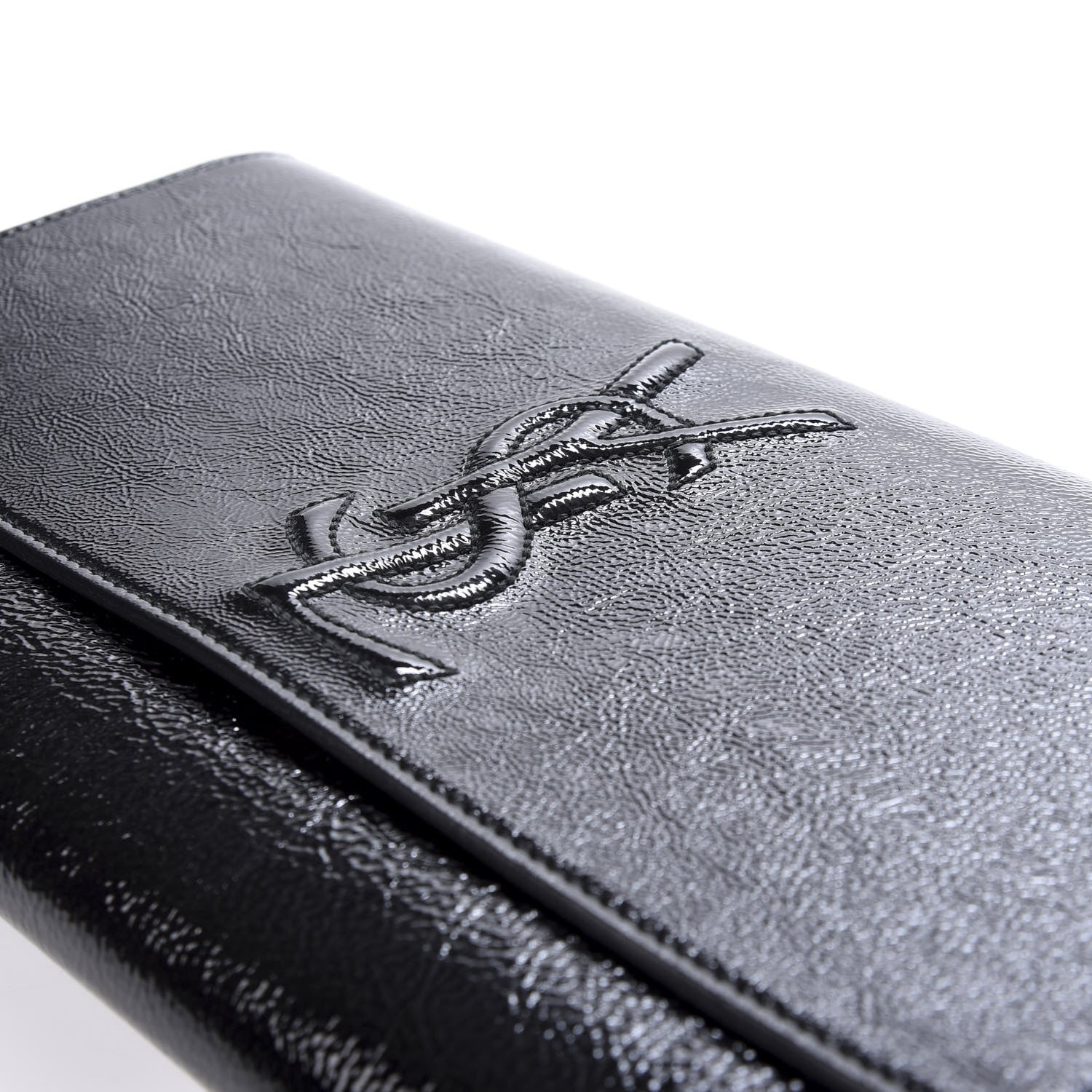 Saint Laurent Textured Patent Monogram Large Belle De Jour Clutch Black 6 of 6