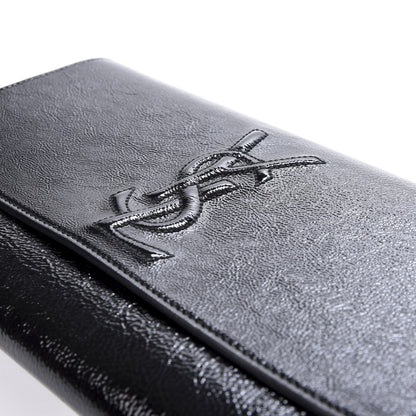 Saint Laurent Textured Patent Monogram Large Belle De Jour Clutch Black 6 of 6
