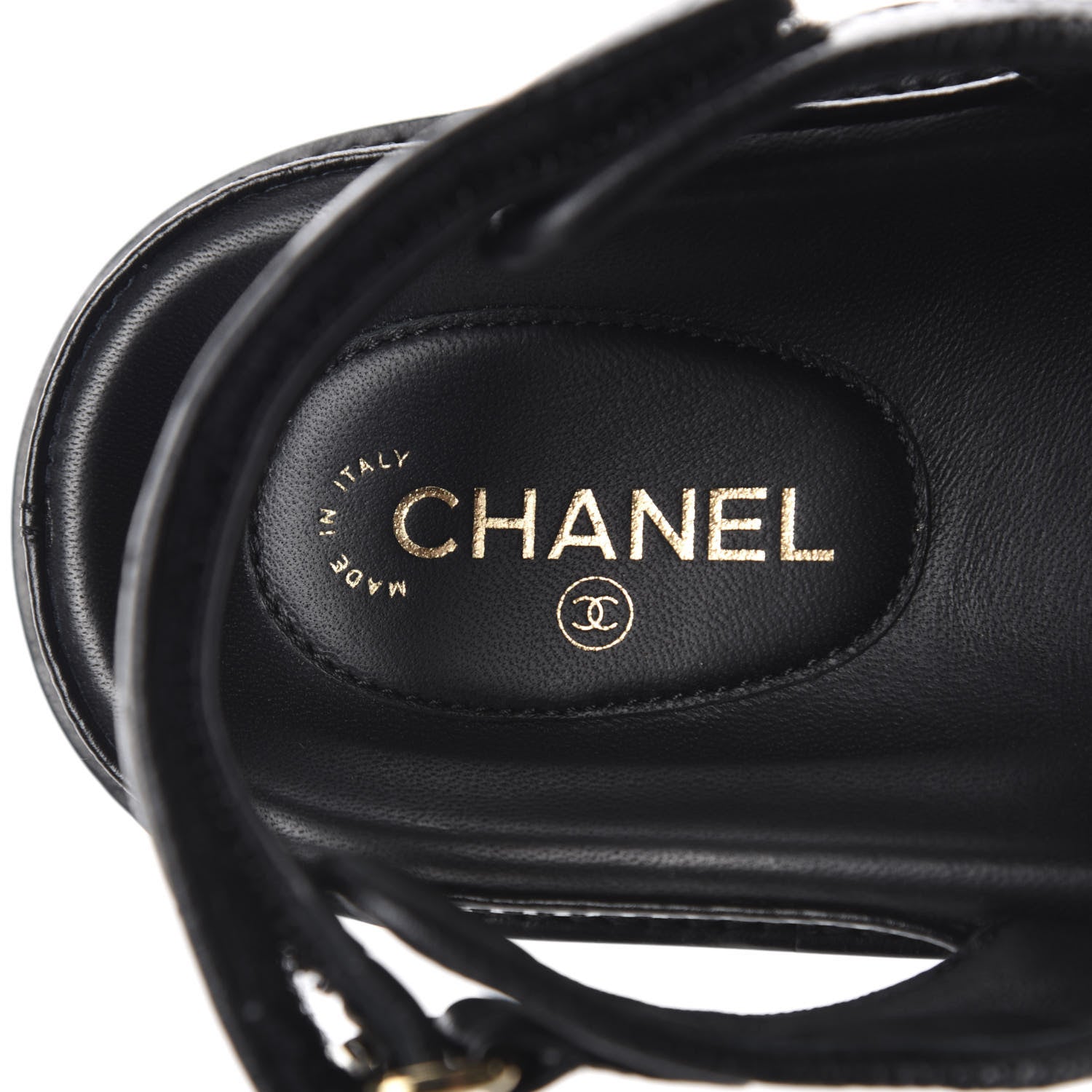 Chanel Grained Calfskin Velcro Dad Sandals 38 Black 7 of 10