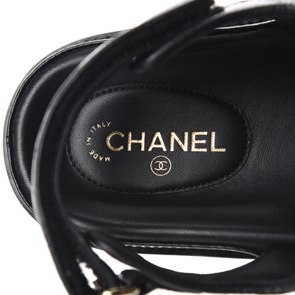 Chanel Grained Calfskin Velcro Dad Sandals 38 Black 7 of 10