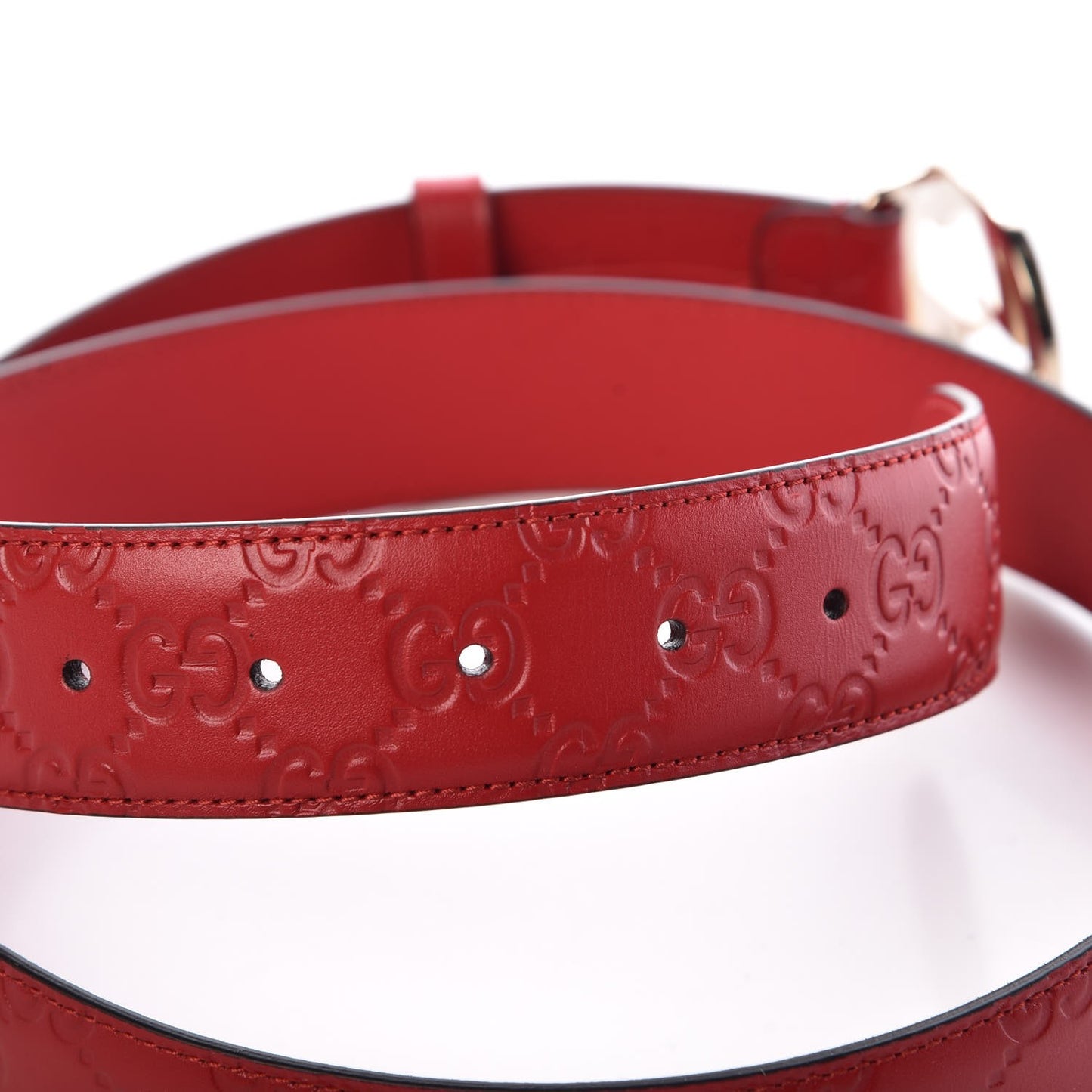 Guccissima Signature Interlocking G 37mm Belt 100 40 Hibiscus Red