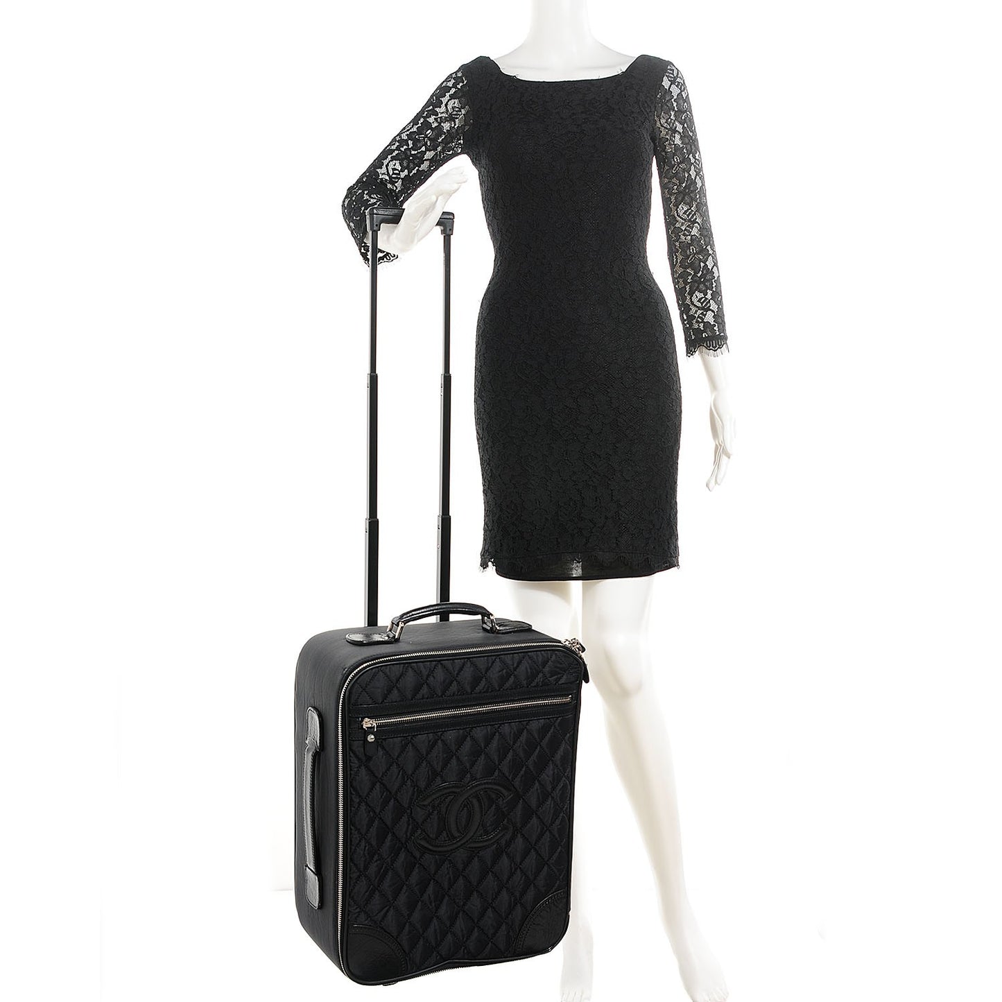Toile Calfskin Quilted Paris New York Trolley Black