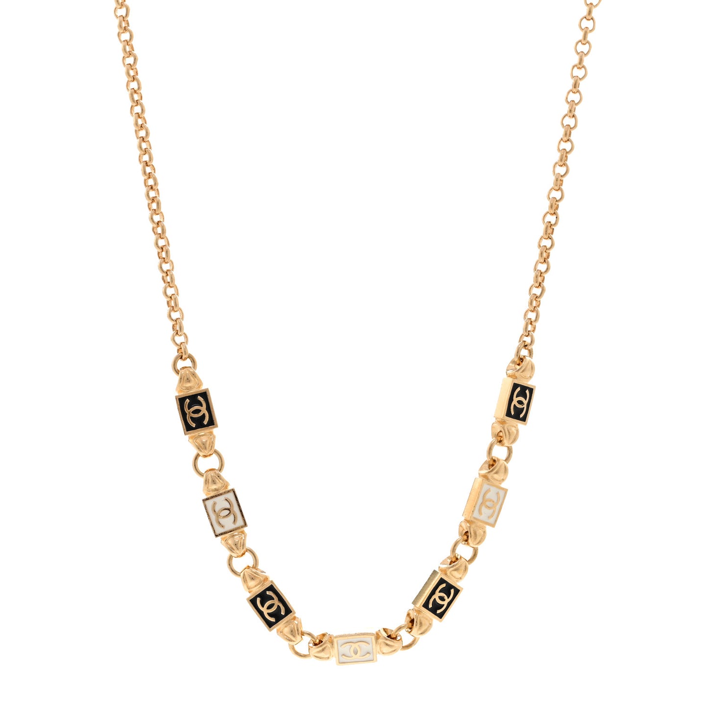 Metal Enamel CC Squares Choker Gold White Black