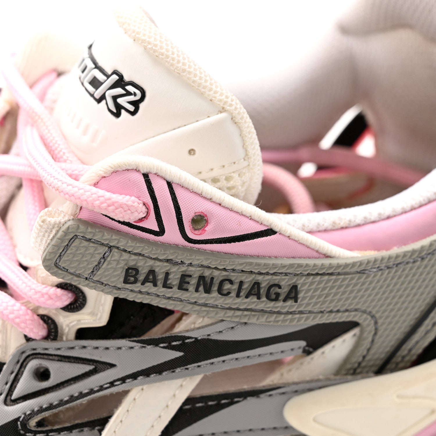 Balenciaga Mesh Nubuck Effect Fabric LED Womens Track Sneakers 38 Grey Pink Black 11 of 15