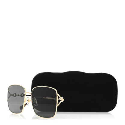 Gucci Metal Horsebit Square Frame Sunglasses GG1018SK Gold 8 of 8