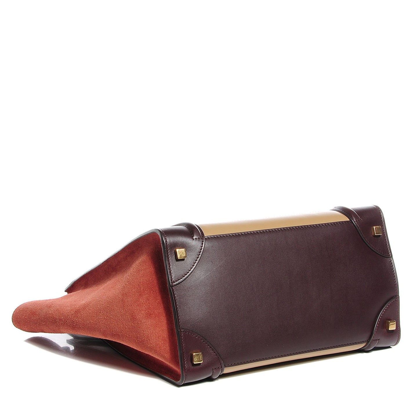 Smooth Calfskin Suede Mini Tri-Color Luggage Beige