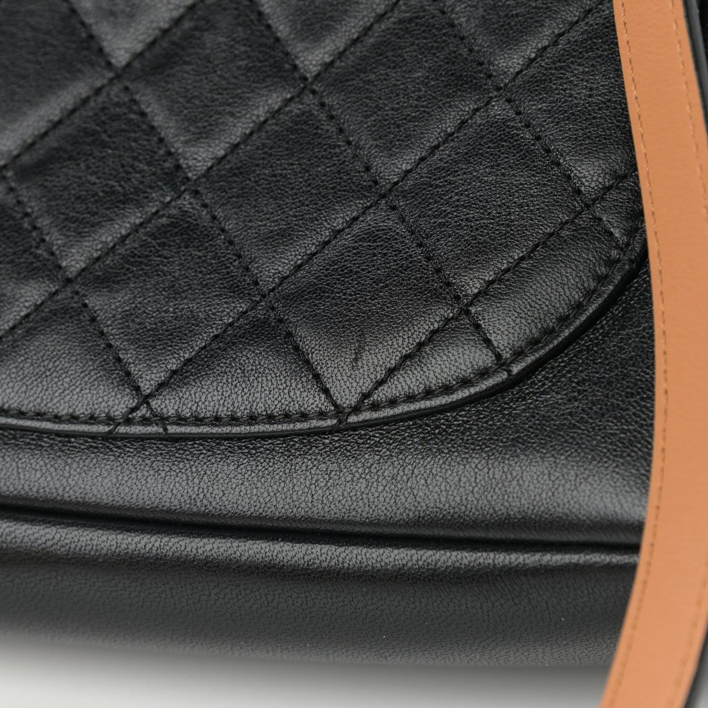 Lambskin Quilted Curved Flap Black