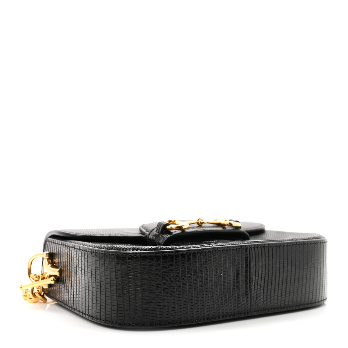 Lizard Mini Horsebit 1955 Shoulder Bag Black
