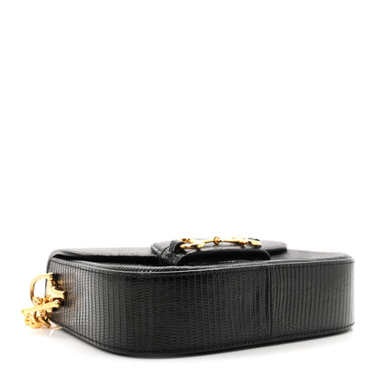 Gucci Lizard Mini Horsebit 1955 Shoulder Bag Black 4 of 11
