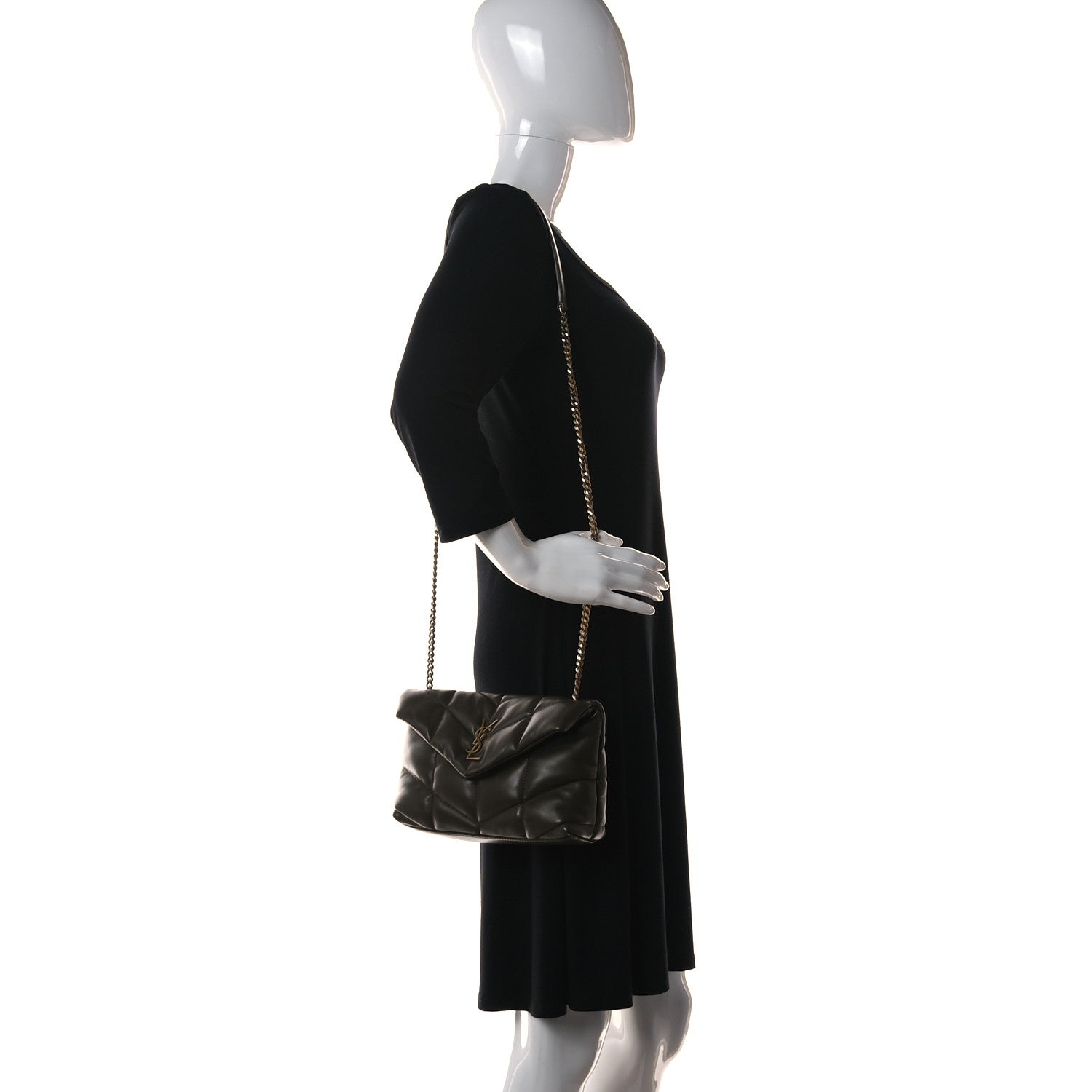 Saint Laurent Lambskin Quilted Toy Loulou Puffer Monogram Chain Satchel Seaweed 2 of 11