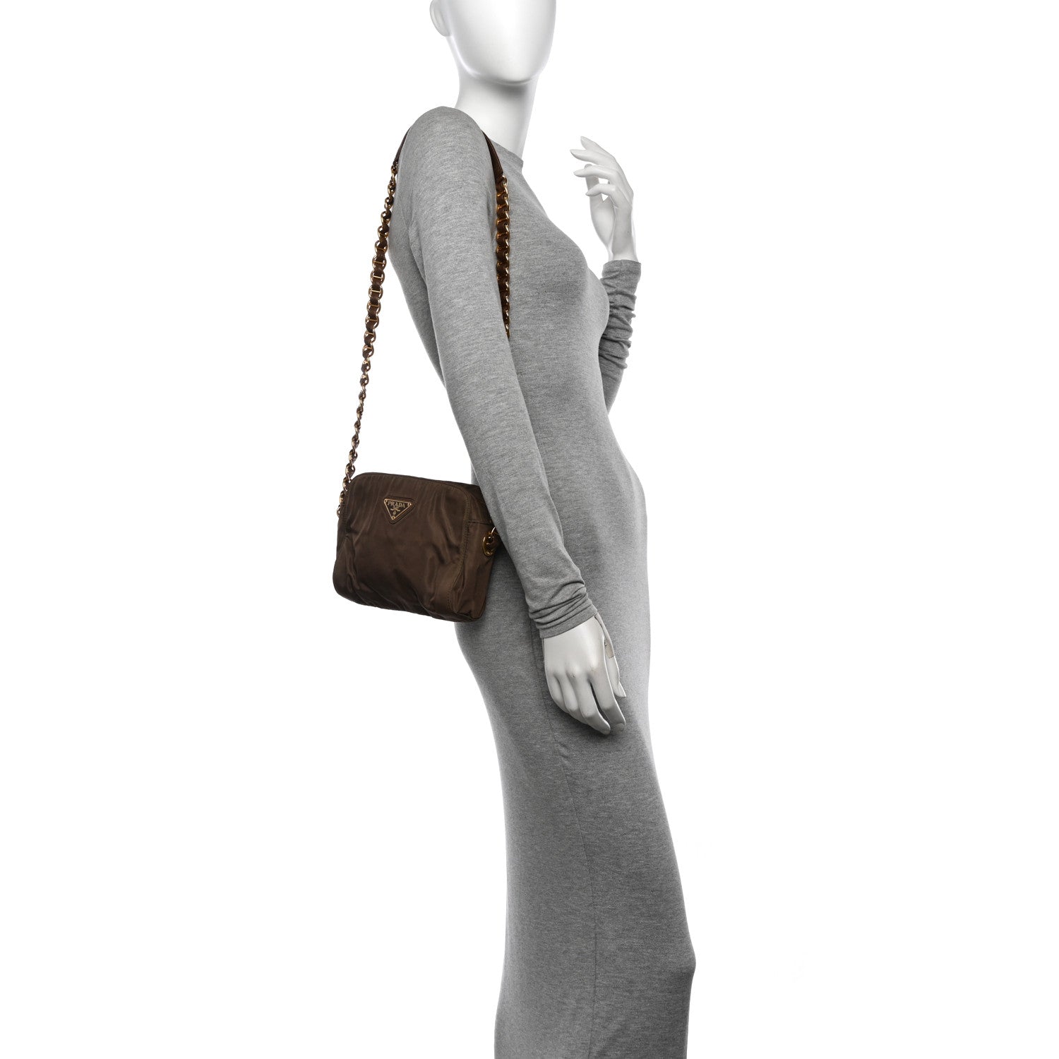 Prada Tessuto Nylon Catena Shoulder Bag Antilope 2 of 14