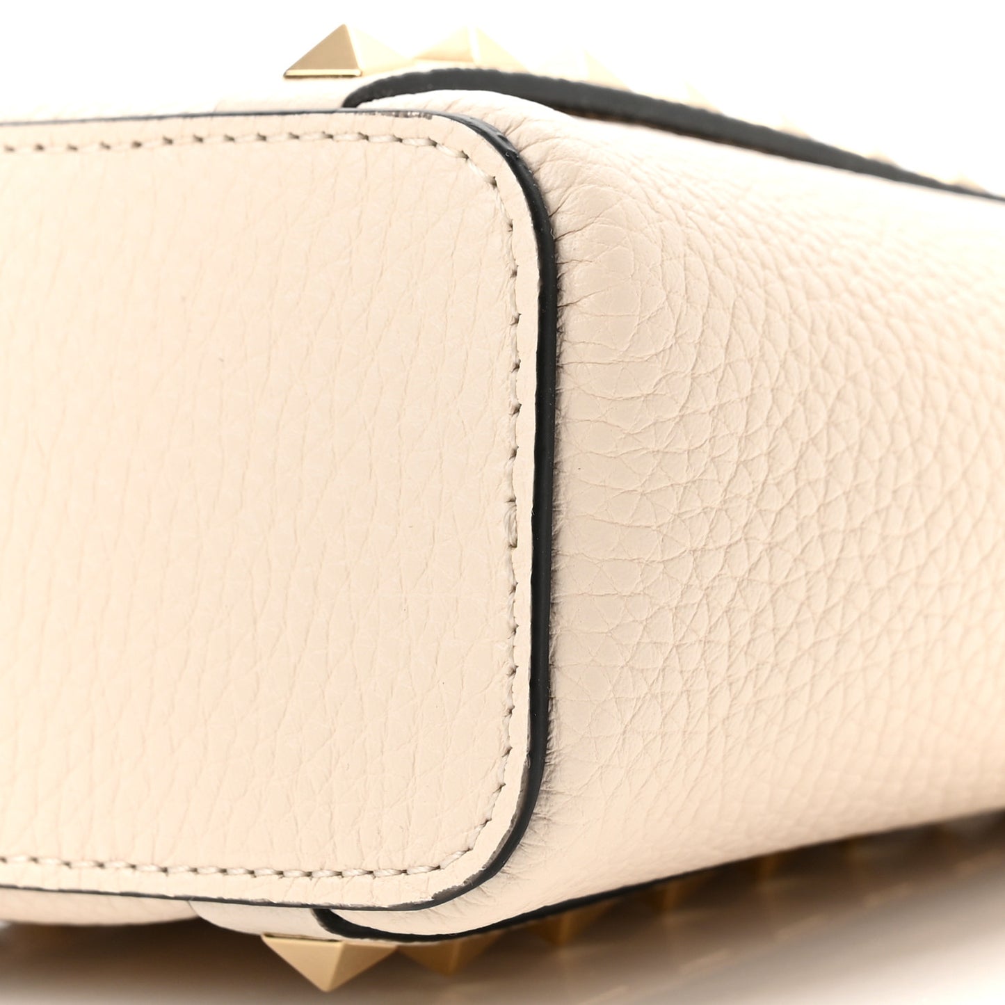 Pebbled Calfskin Rockstud North South Crossbody Bag Light Ivory