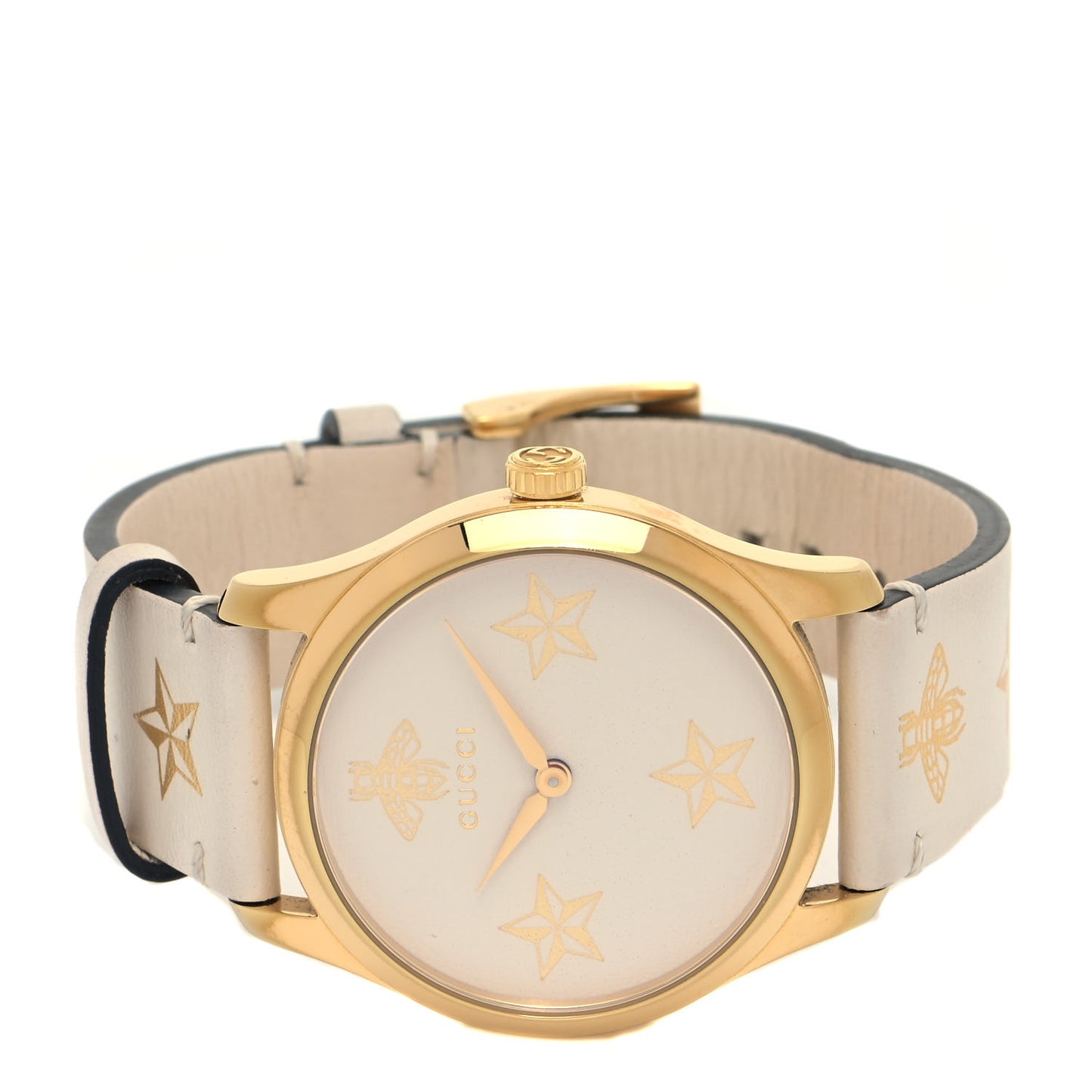 Stainless Steel Calfskin 38mm G-Timeless Bee Star Quartz Watch White